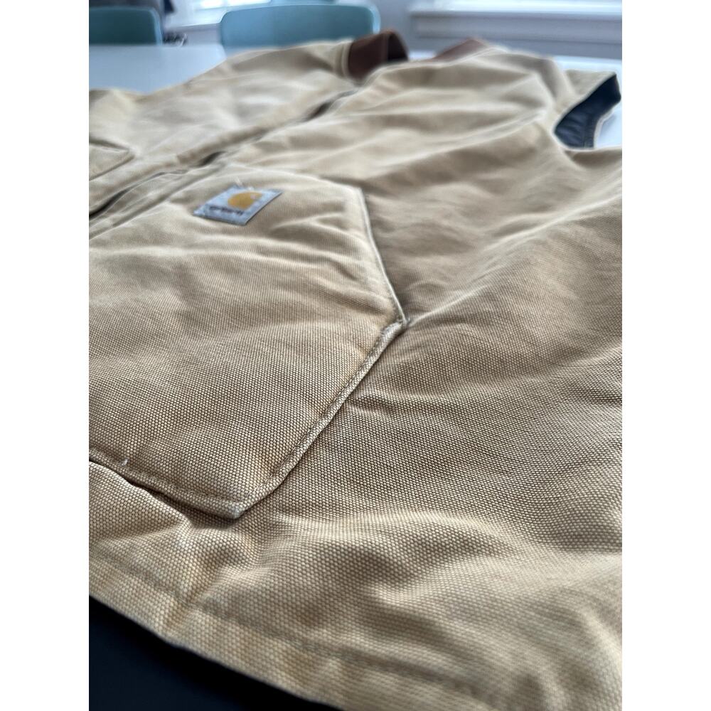 Carhartt Sz 3XL Tall Duck Work Vest Tan Canvas Quilted Lined Vintage Y2K Rugged - Picture 4 of 10